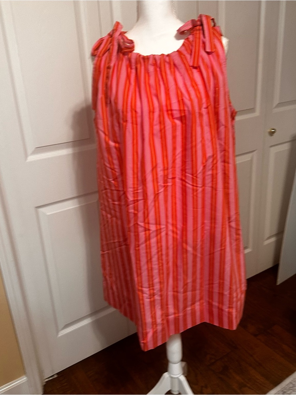Women's Pink & Orange Striped Tie-Shoulder Skirt